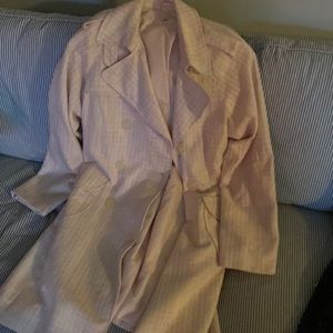 JLo Light Pink Multicolor Plaid belted Rain/Trench Coat